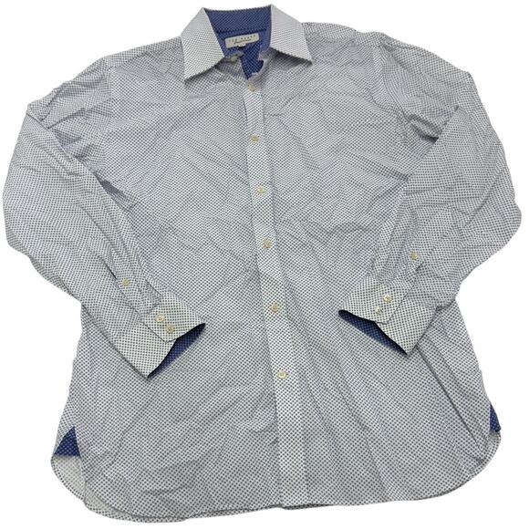 Ted Baker Shirt Mens Medium 15.5 32/33 Blue White Printed Button Down Endurance - Picture 1 of 13
